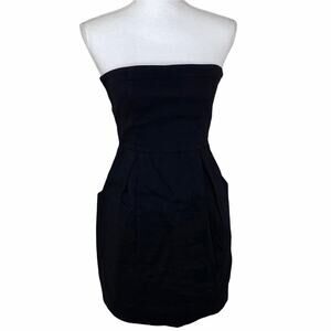 Theory Strapless Linen Sheath Dress Black Size 2